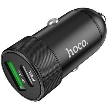 Автомобільний зарядний пристрій HOCO Z32B Speed up PD20W+QC3.0 car charger Black 656-00332 фото