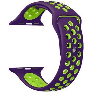 Силиконовый ремешок с перфорацией для Apple Watch 38/40/41 mm Фиолетово-салатовый 212-00129 фото