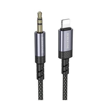 Аудіокабель BOROFONE BL24 iP to 3.5mm male, nylon braid, 1m, Metal Grey 6941991118975 фото