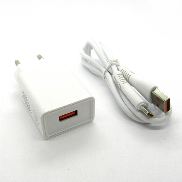 Сетевое зарядное устройство WUW T52 1USB 2.4A + кабель Type-C 1 м Белый 209-00105 фото