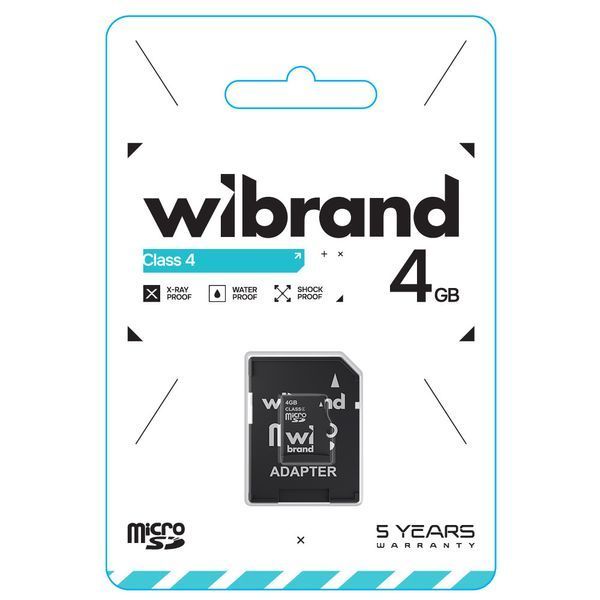 Карта памяти microSDHC Wibrand 4Gb class 4 (adapter SD) WICDC4/4GB-A фото