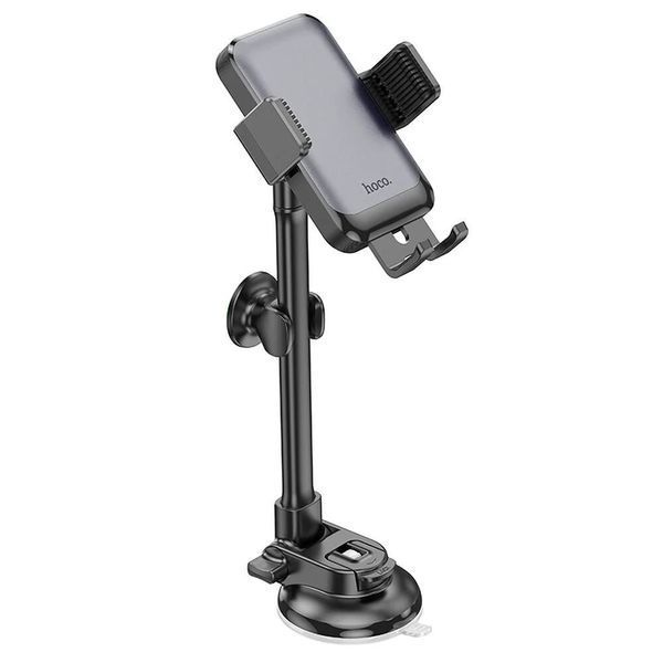 Автодержатель для телефона HOCO H27 Rock push-type car holder(center console) Black gray 6942007608923 фото