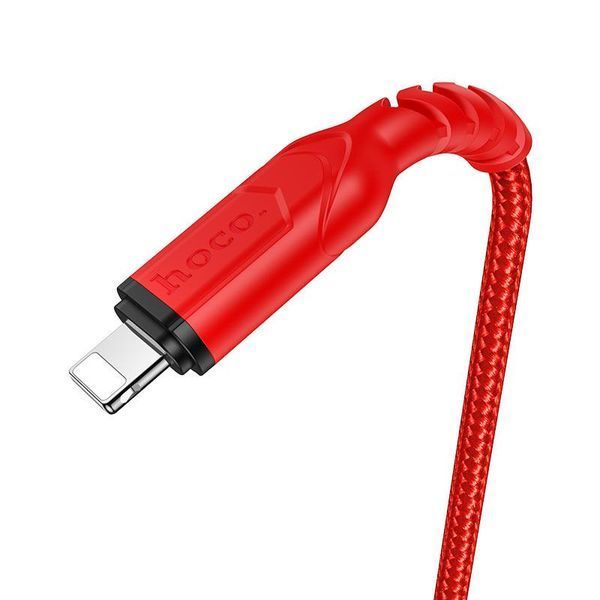 Кабель HOCO X59 USB to iP 2.4A, 1m, nylon, TPE connectors, Red 6931474744876 фото