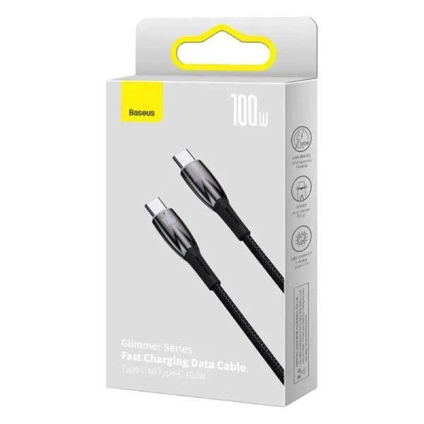 Кабель Baseus Glimmer Series Fast Charging Data Cable Type-C to Type-C 100W 1m Black CADH000701 фото