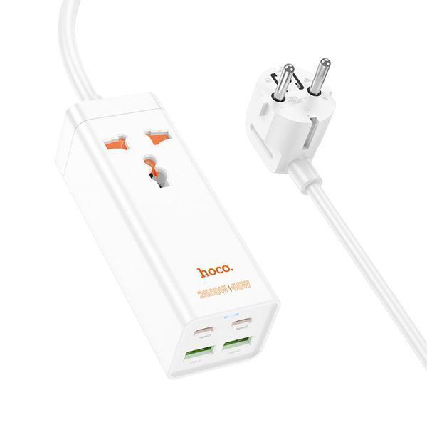 Мережевий подовжувач HOCO AC10A Barry PD65W GaN (2C2A with 1 socket) desktop charger White 656-03196 фото