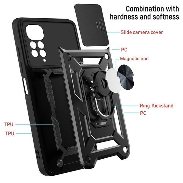 Ударопрочный чехол Camshield Serge Ring для Xiaomi Redmi Note 11 (Global) / Note 11S Black 777-04629 фото
