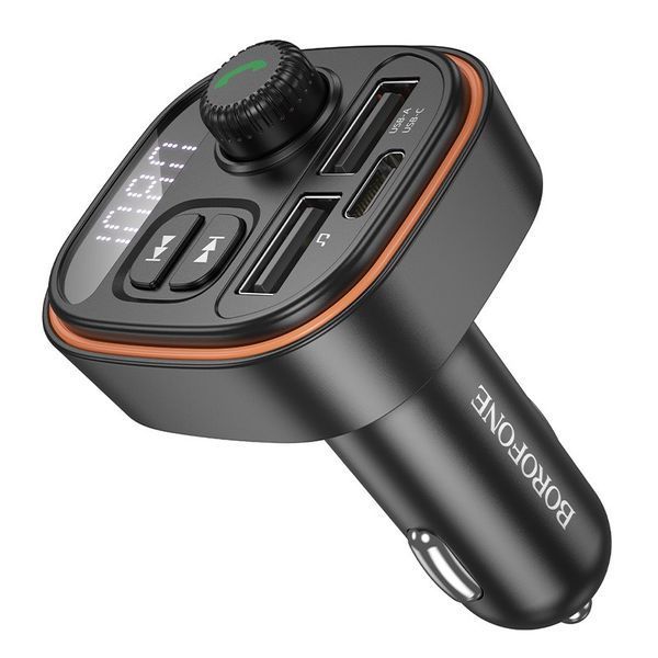 АЗУ с FM-модулятором BOROFONE BC59 Heroic car BT FM transmitter Black 6941991117312 фото