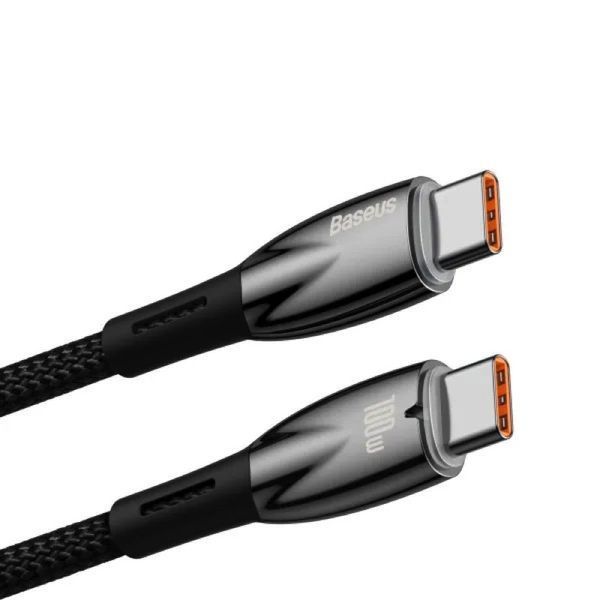 Кабель Baseus Glimmer Series Fast Charging Data Cable Type-C to Type-C 100W 1m Black CADH000701 фото