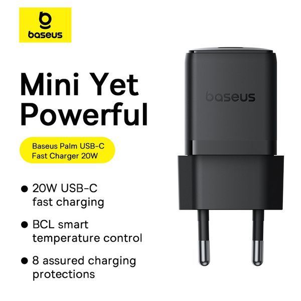Сетевое зарядное устройство Baseus Palm Fast Charger 1C 20W EU Cluster Black P10111602113-00 фото