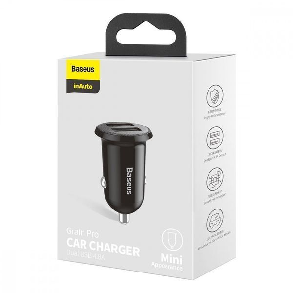 АЗУ Baseus Grain Pro 4.8A 2USB Black CCALLP-01 фото