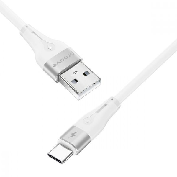 Кабель Proove Soft Silicone USB to Type-C 2.4A (1m) white 656-02595 фото