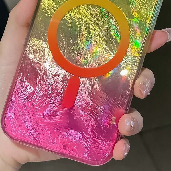 Чехол TPU Shiny Mountain (MagFit) для Apple iPhone 16e\17e (6.1") Yellow / Pink 555-02864 фото