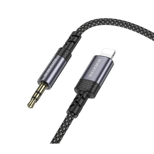 Аудиокабель BOROFONE BL24 iP to 3.5mm male, nylon braid, 1m, Metal Grey 6941991118975 фото