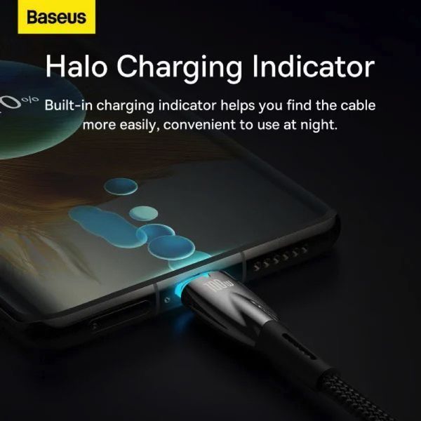 Кабель Baseus Glimmer Series Fast Charging Data Cable Type-C to Type-C 100W 1m Black CADH000701 фото