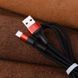 Кабель HOCO X26 USB to Type-C 2A, 18W 1m, nylon, aluminum connectors, Black+Red 6957531080251 фото 3