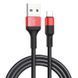 Кабель HOCO X26 USB to Type-C 2A, 18W 1m, nylon, aluminum connectors, Black+Red 6957531080251 фото 1