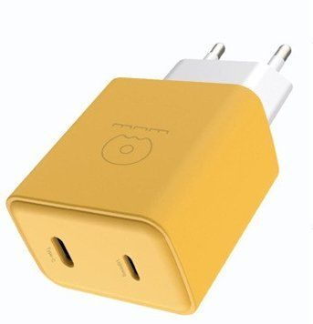 Мережевий зарядний пристрій WUW-C189 PD 20W Charger USB C + USB C yellow white C189YW фото
