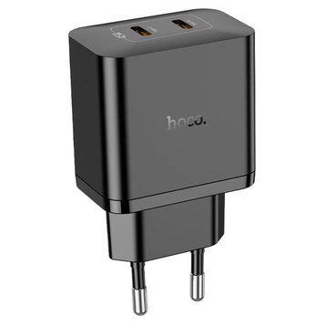 Мережевий зарядний пристрій HOCO N35 Streamer dual-port PD45W GaN (2C) charger(EU) Black 656-01371 фото