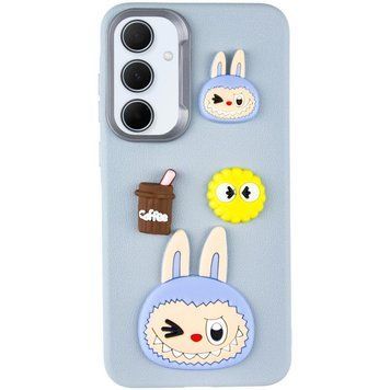 Чехол TPU Leather Toys для Samsung Galaxy A35 Labubu / Blue 555-00923 фото