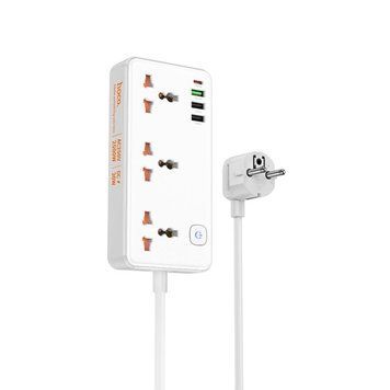 Сетевой удлинитель HOCO AC8A Storm 3-position socket(PD30W/1C3A) White 656-03197 фото