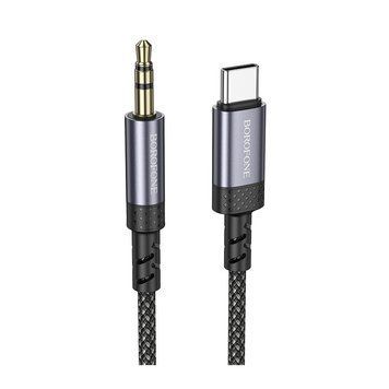 Аудіокабель BOROFONE BL24 Type-C to 3.5mm male, nylon braid, 1m, Metal Grey 6941991118982 фото