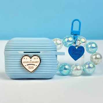 Силиконовый чехол Silicone case Lovely Heart для наушников AirPods 3 Blue 203-00466 фото