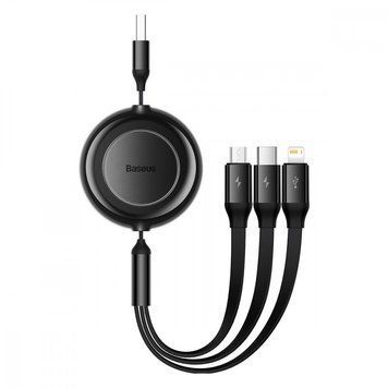 Кабель Baseus Bright Mirror 2 Series 3-in-1 (Micro USB+Lightning+Type-C) 3.5A (1.1m) Black CAMJ010001 фото