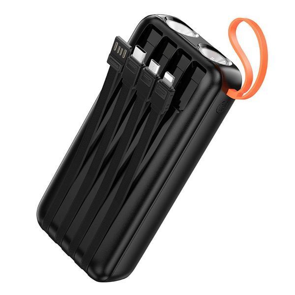 Внешний аккумулятор Hoco J151A Spirit dual lighting four-cable power bank (20000mAh) Black 656-05409 фото