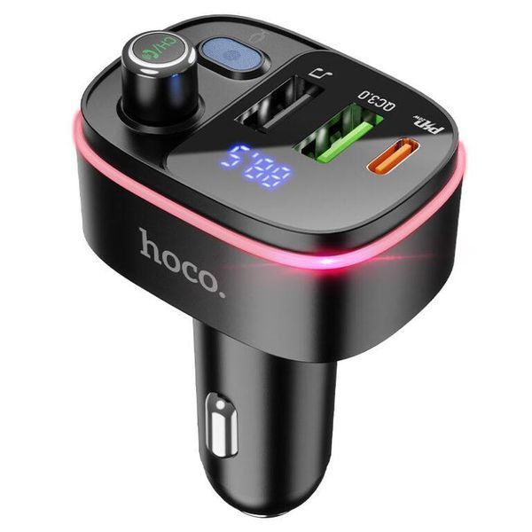 АЗП з FM-модулятором HOCO E62 Fast PD20W+QC3.0 car BT FM transmitter Black 6931474756299 фото