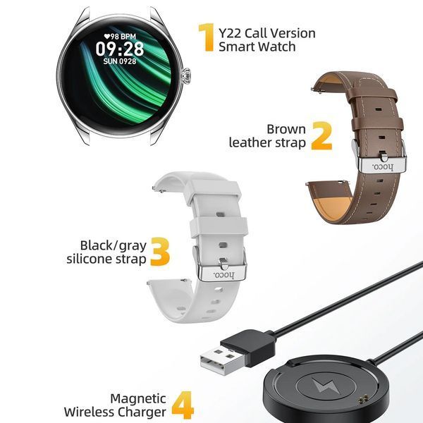 Смарт-часы HOCO Y22 AMOLED 36mm. 200 mAh. IP67 Silver 6942007628990 фото
