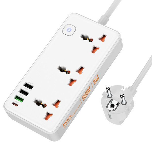 Мережевий подовжувач HOCO AC8A Storm 3-position socket(PD30W/1C3A) White 656-03197 фото