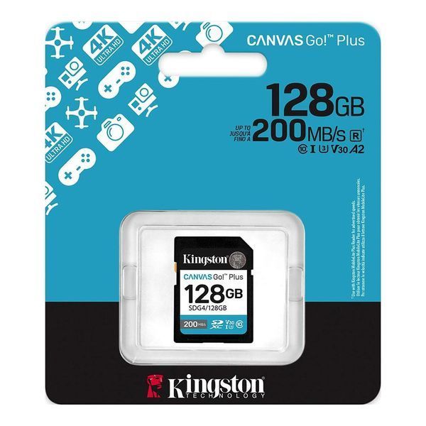 Карта пам'яті SDXC (UHS-1 U3) Kingston Canvas Go! Plus 128Gb class 10 A2 V30 (R200MB/s) SDG4/128GB фото