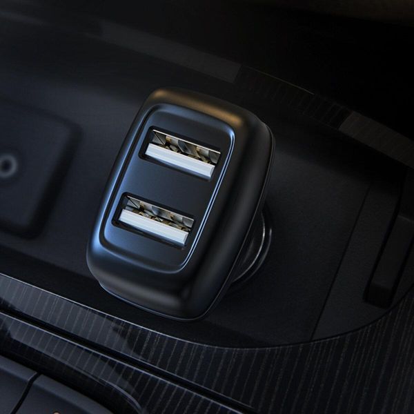 Автомобільний зарядний пристрій HOCO Z36 Leader dual port car charger set(Type-C) Black 656-00333 фото