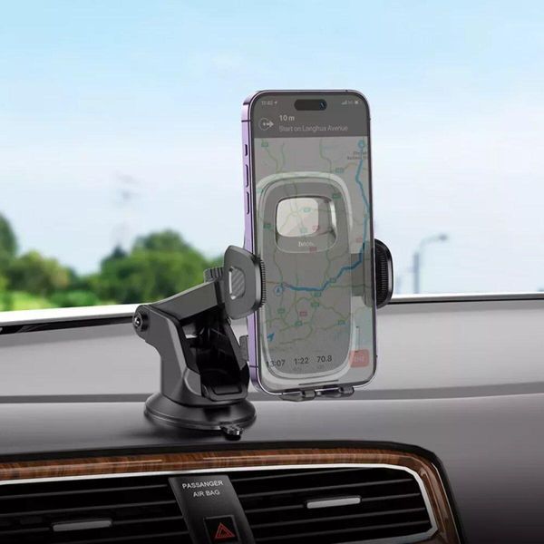 Тримач для мобільного HOCO H15 Fair push-type car holder(center console) Black 656-00492 фото
