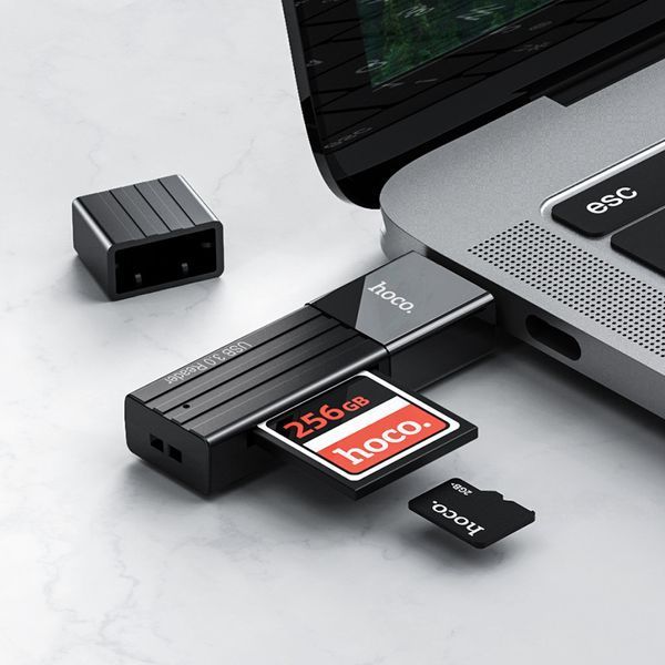 USB-хаб HOCO HB20 Mindful 2-in-1card reader(USB3.0) Black 6931474735218 фото