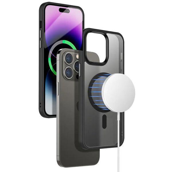 TPU+PC чохол Metal Buttons with MagSafe Colorful для Apple iPhone 14 Pro Max (6.7") Black 555-03115 фото