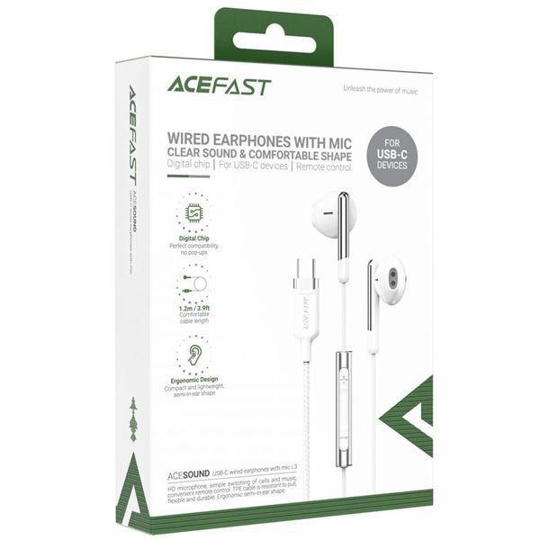 Наушники Acefast L3 (Type-C/1.2m) White ILSO-00000086077-1 фото
