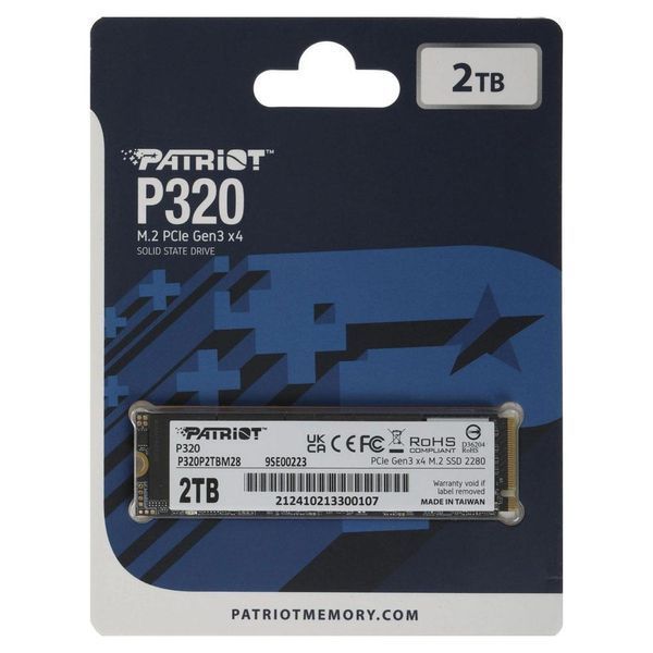 Накопитель SSD M.2 Patriot P320 2TB NVMe 2280 Gen3.0 x4 3D TLC P320P2TBM28 фото
