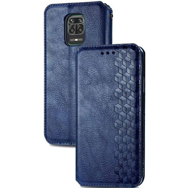Кожаный чехол-книжка GETMAN Cubic для Xiaomi Redmi Note 9s / Note 9 Pro / Note 9 Pro Max Синий 555-01970 фото