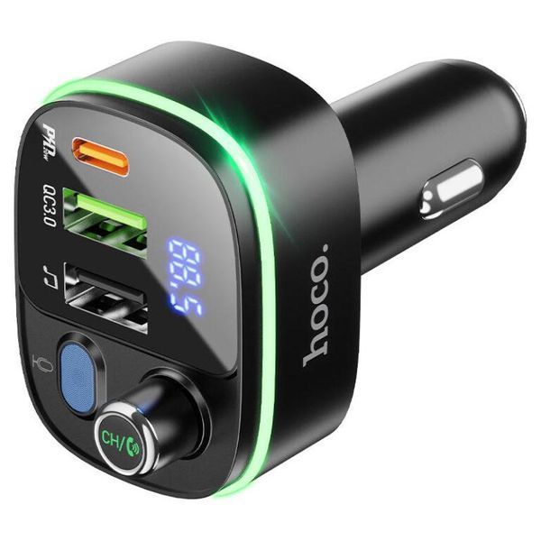 АЗП з FM-модулятором HOCO E62 Fast PD20W+QC3.0 car BT FM transmitter Black 6931474756299 фото