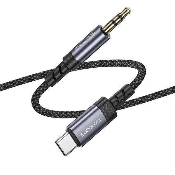 Аудіокабель BOROFONE BL24 Type-C to 3.5mm male, nylon braid, 1m, Metal Grey 6941991118982 фото