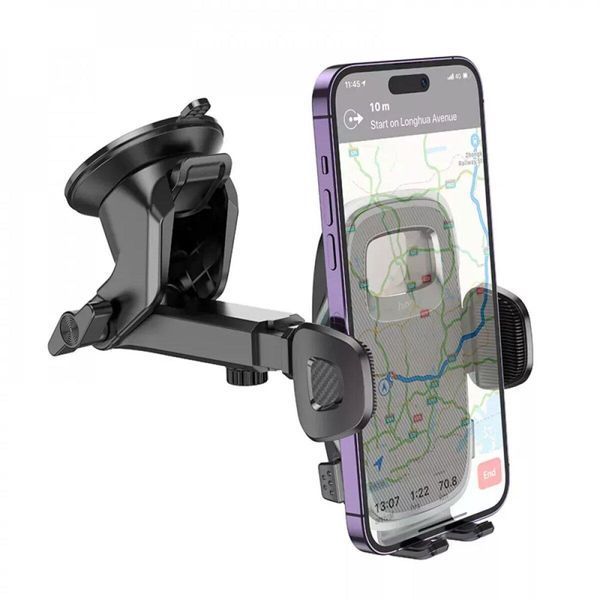 Тримач для мобільного HOCO H15 Fair push-type car holder(center console) Black 656-00492 фото