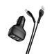 Автомобільний зарядний пристрій HOCO Z36 Leader dual port car charger set(Type-C) Black 656-00333 фото 2