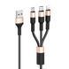 Кабель HOCO X26 USB to iP+Type-C+Micro 2A, 1m, nylon, aluminum connectors Black+Gold 6957531080275 фото 1