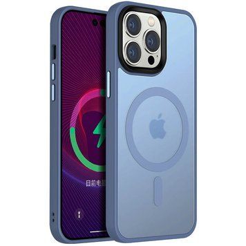 Чехол TPU+PC Metal Buttons with MagSafe Colorful для Apple iPhone 14 Pro (6.1") Sierra Blue 555-03116 фото