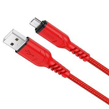 Кабель HOCO X59 USB to Micro 2.4A, 1m, nylon, TPE connectors, Red 6931474744906 фото