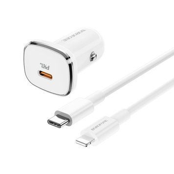 Автомобильное зарядное устройство BOROFONE BZ12B single port QC3.0 (Type-C to Lightning) 18W White 656-00276 фото