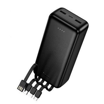 Внешний аккумулятор Hoco J151A Spirit dual lighting four-cable power bank (20000mAh) Black 656-05410 фото