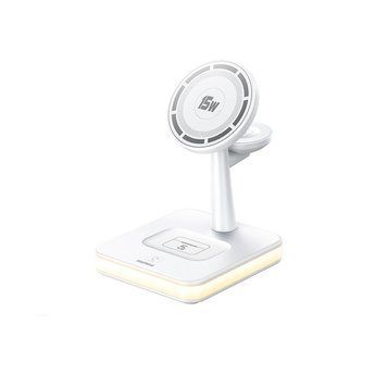 Беспроводное зарядное устройство REMAX 33W Multifunctional 3-in-1 Wireless Charger with Light RP-W96 White 6954851222279 фото