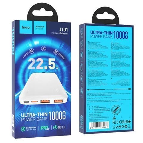 Зовнішній акумулятор HOCO J101 Astute 22.5 W fully compatible power bank (10000mAh) White 216-00130 фото